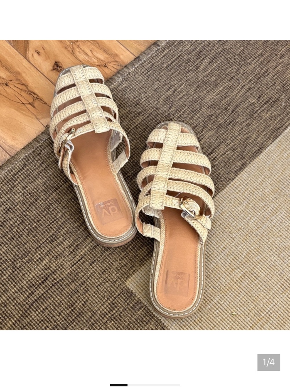 Dolce Vita Cream Woven Slide Mules with Buckle
